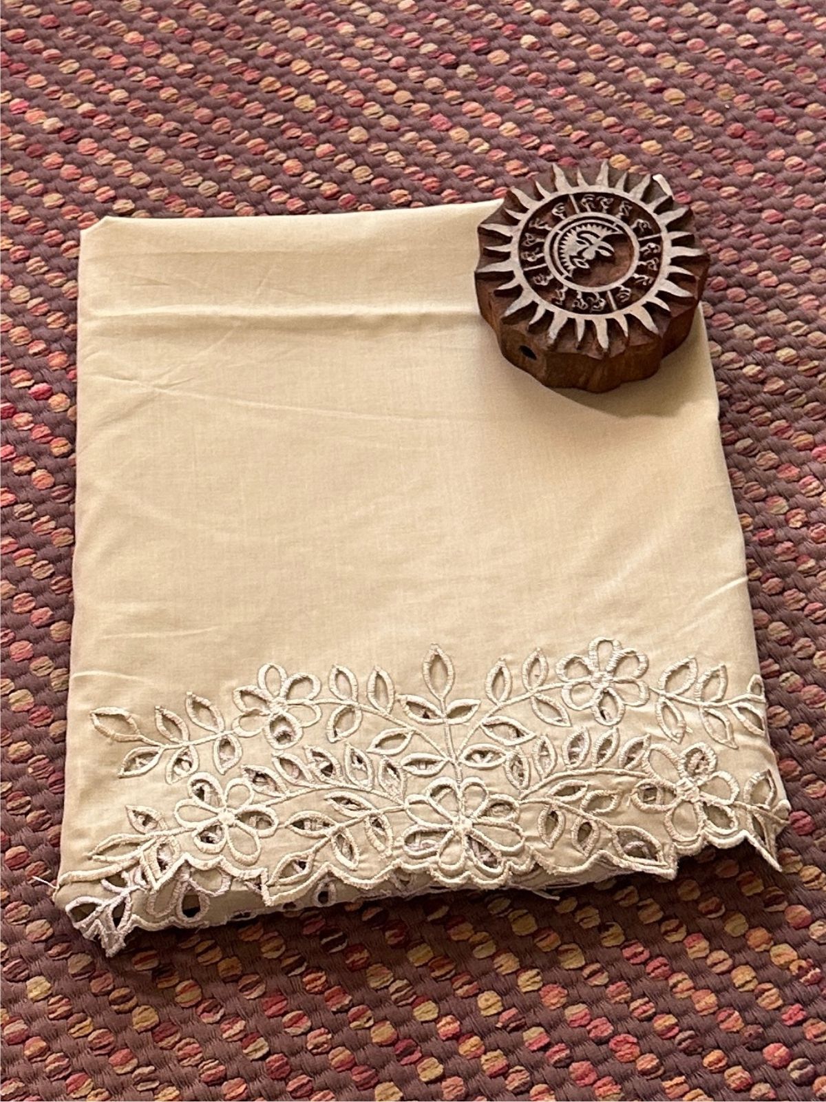 Bottom Wear Cutwork fabric- Beige
