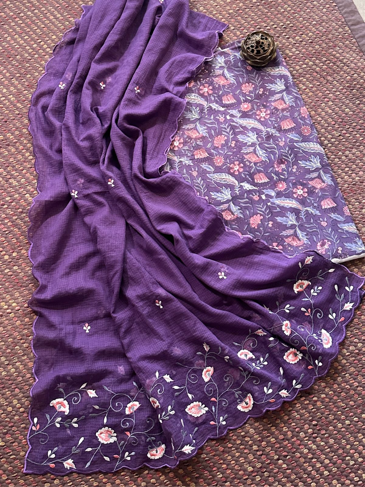 Pure Cotton Handblock Fabric with Embroidered Dupatta