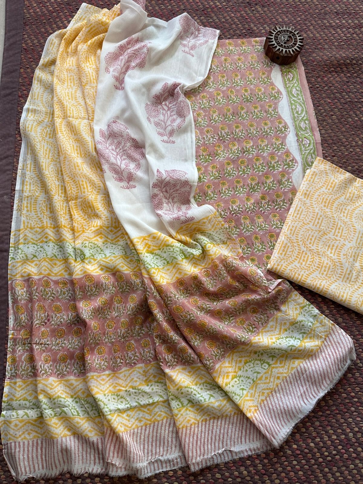 Pure Cotton Unstitched Set with Malmal Dupatta