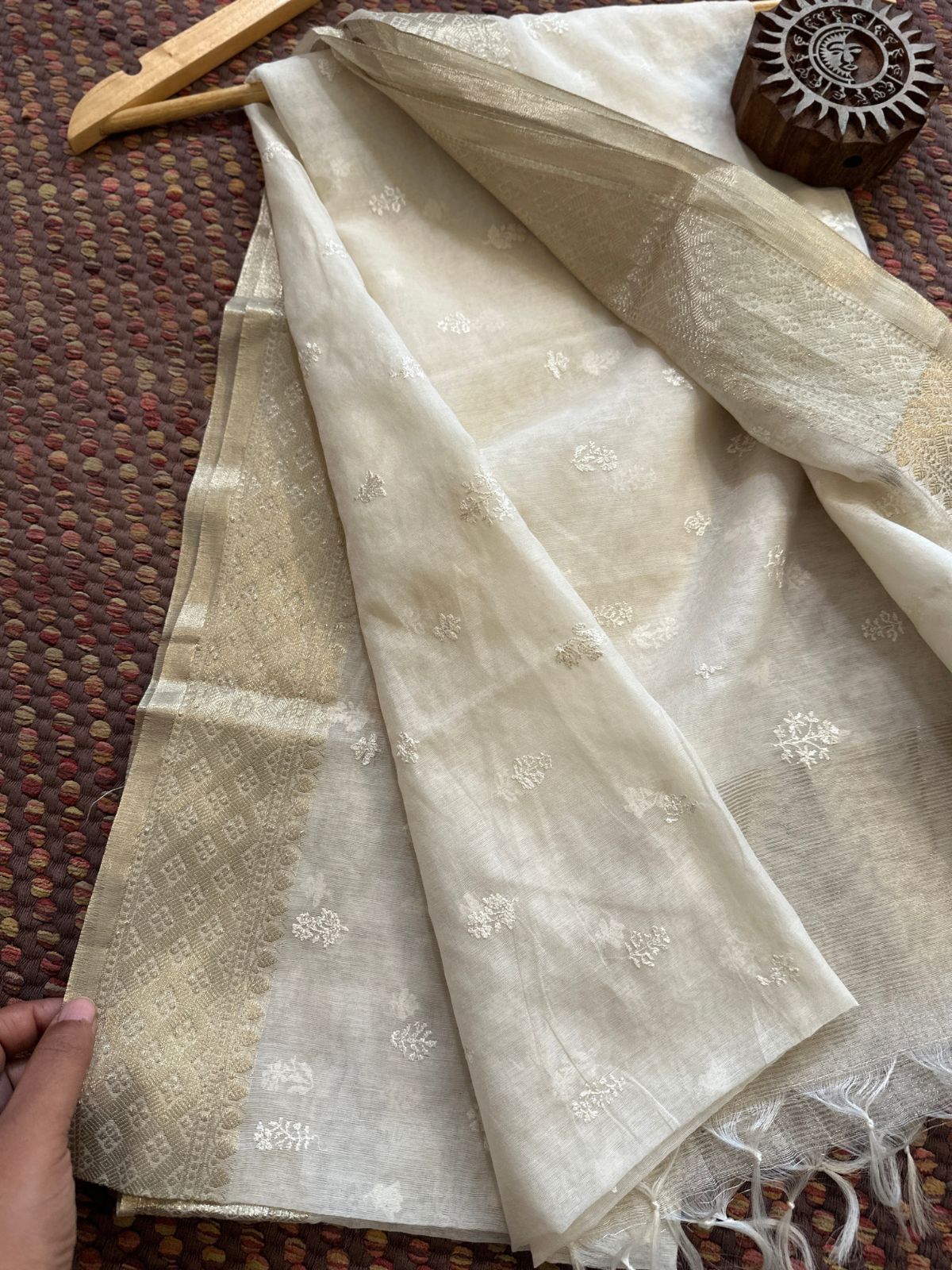 Organza Flower Motif Dupatta