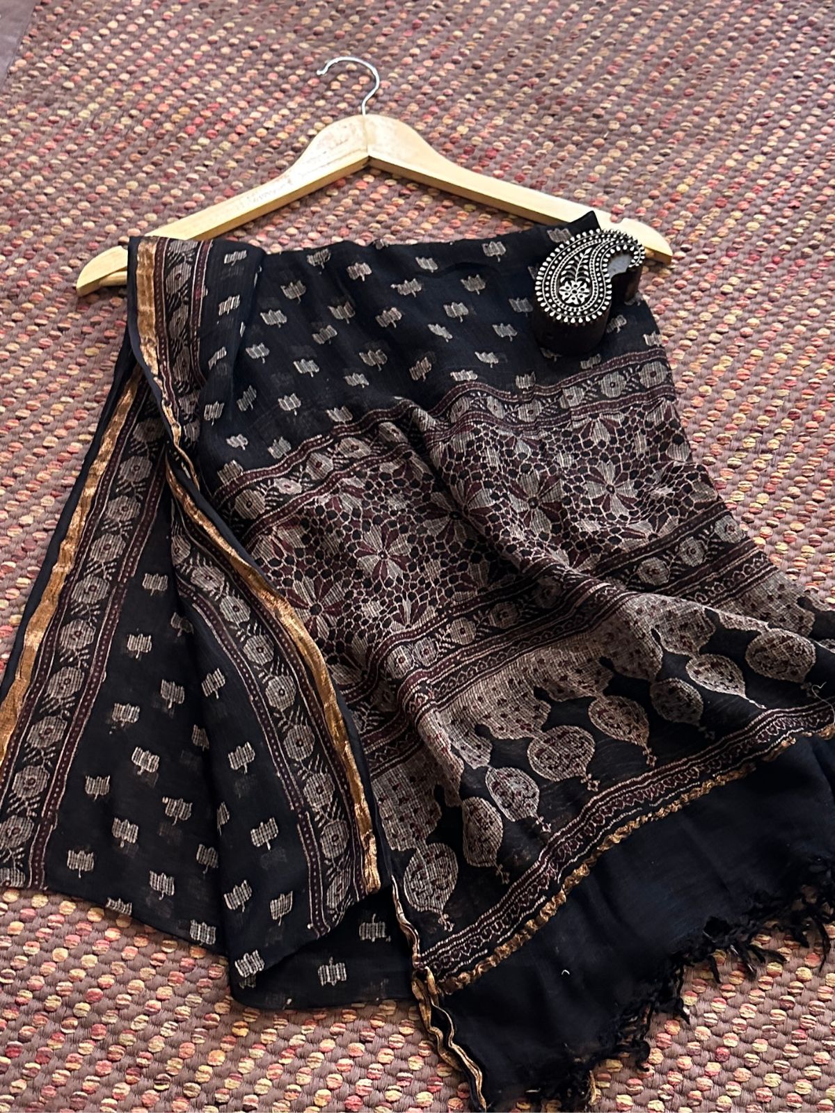 Kota Doria Ajrak Hand-Blocked Dupatta