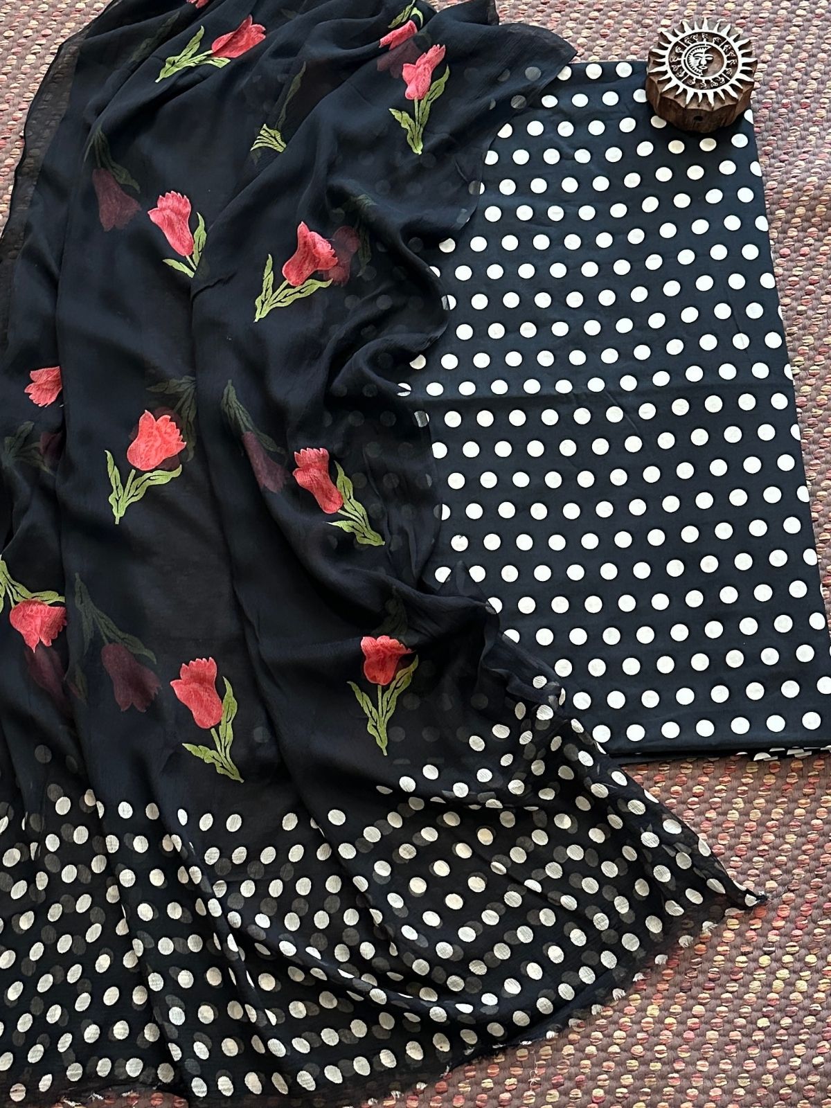 Pure Cotton Unstitched Set with Chiffon Dupatta