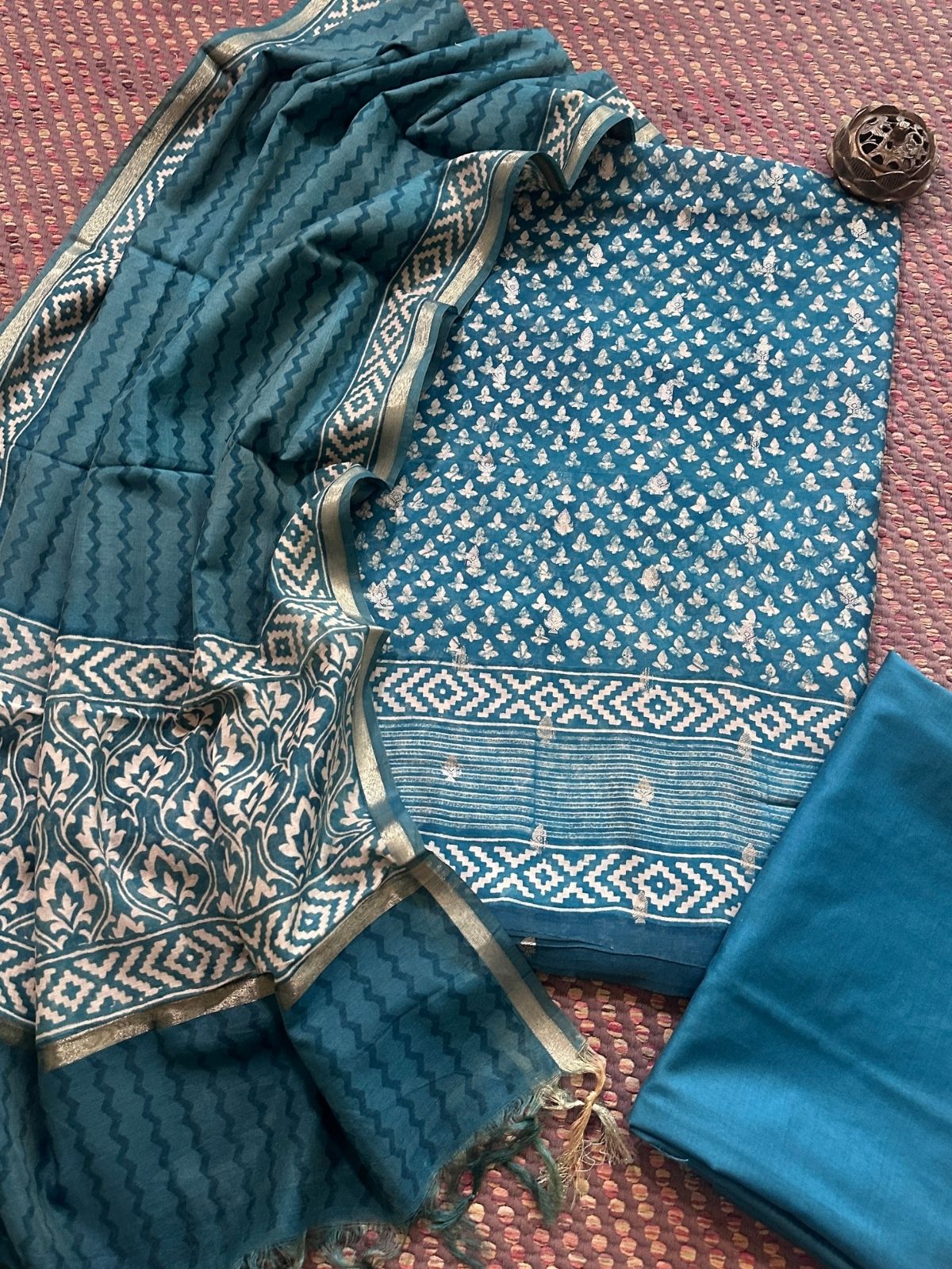 Premium Maheshwari Silk Unstitched Set