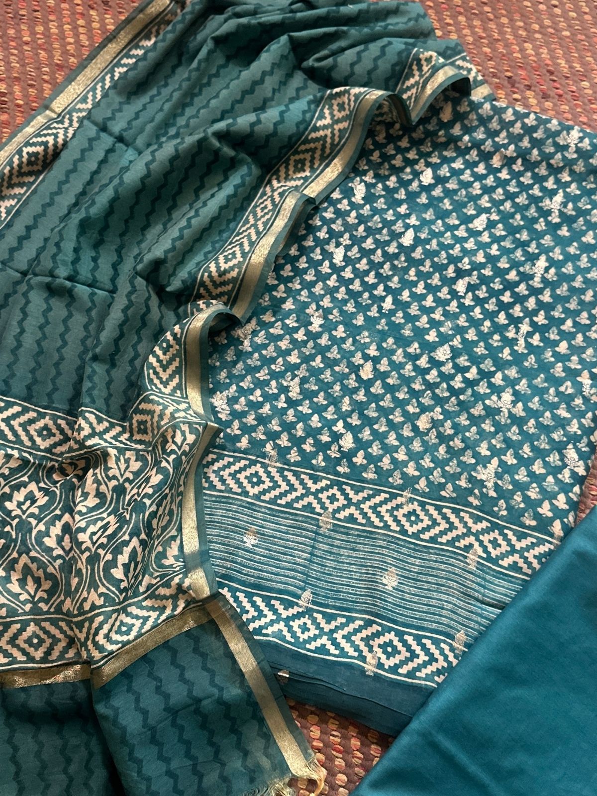 Premium Maheshwari Silk Unstitched Set