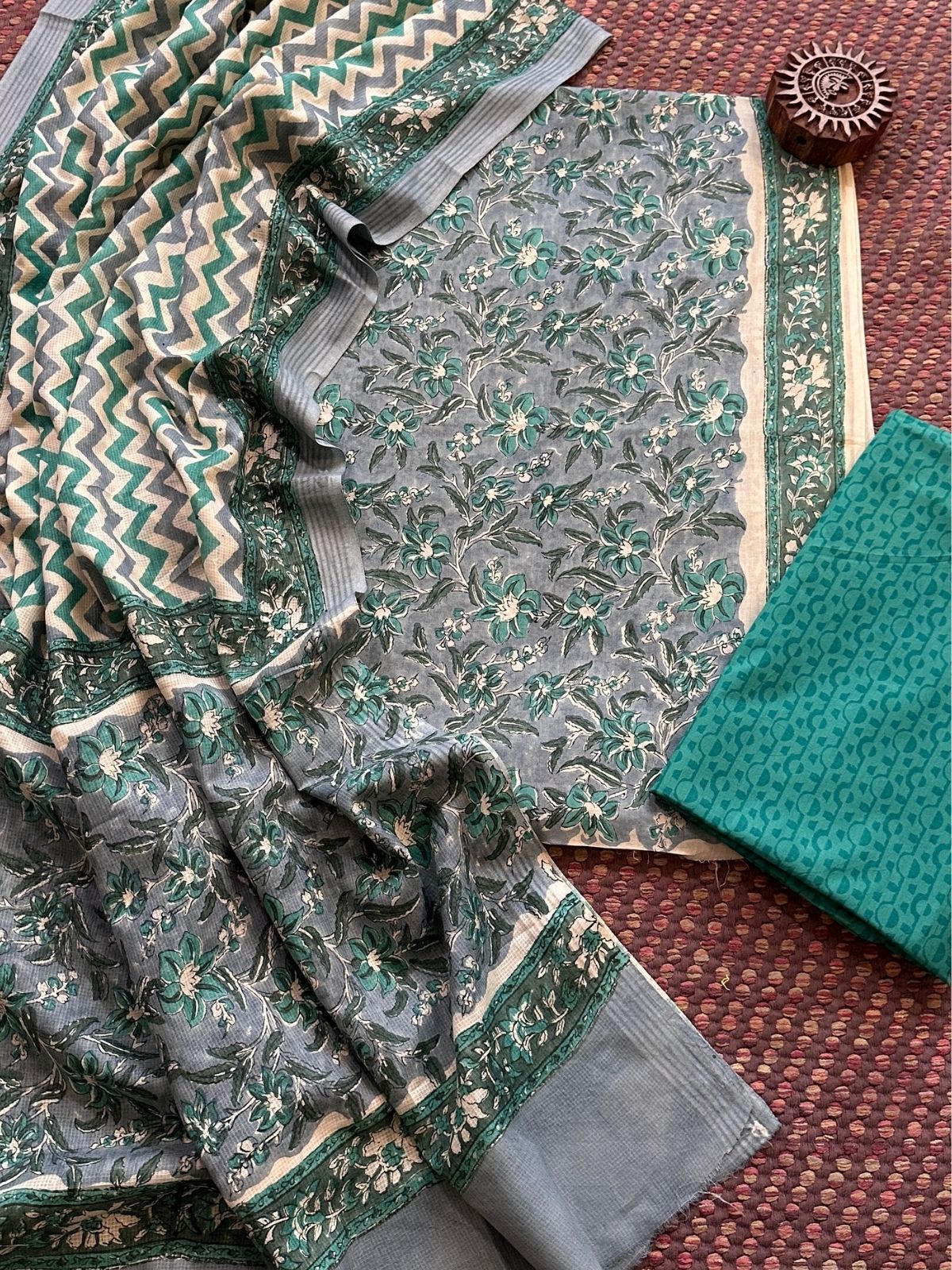 Pure Cotton Unstitched Set with Cotton Dupatta