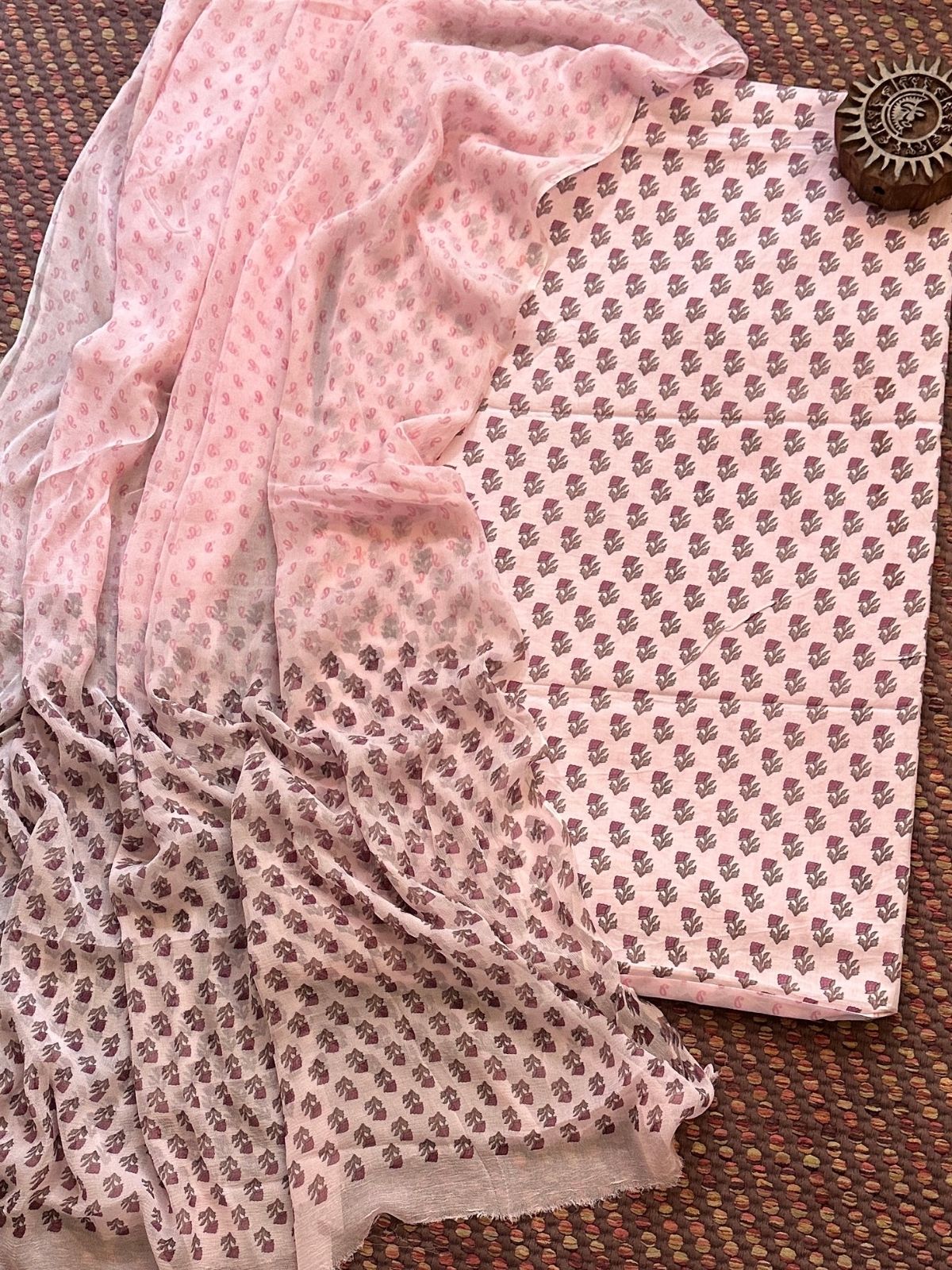 Pure Cotton Unstitched Set with Chiffon Dupatta
