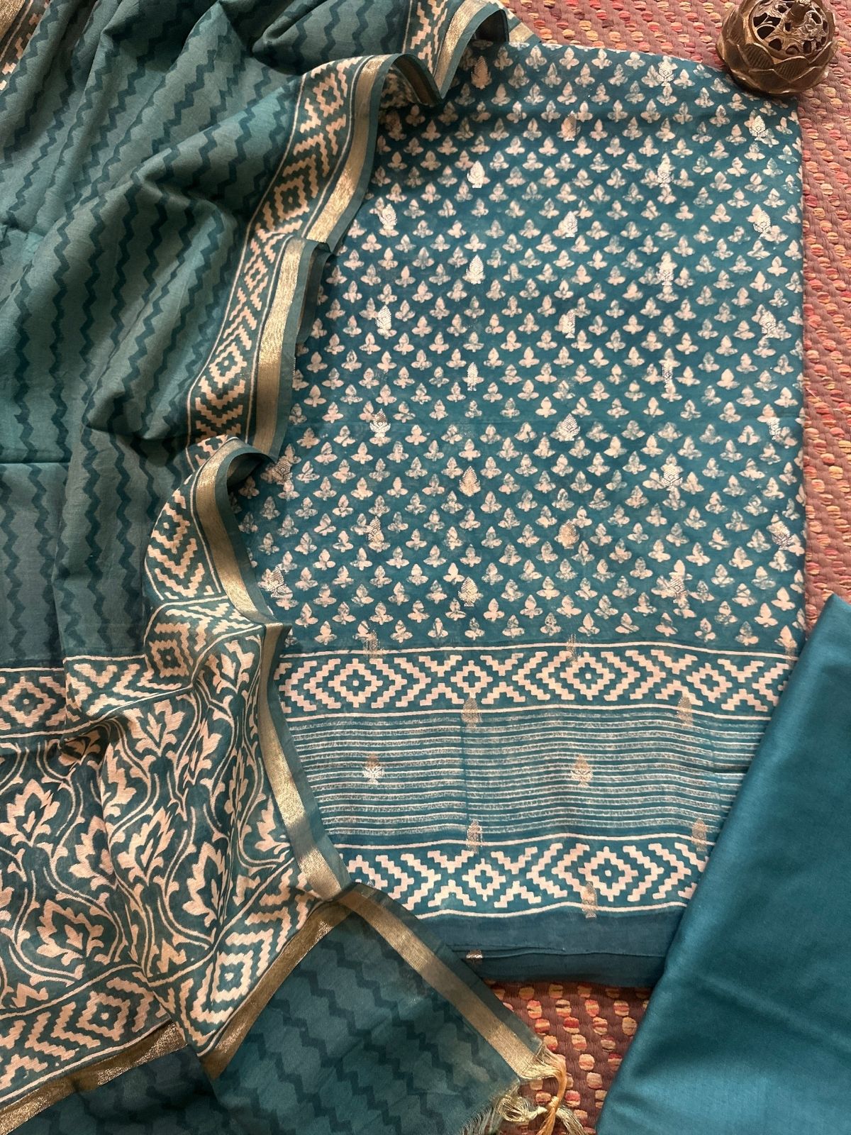 Premium Maheshwari Silk Unstitched Set