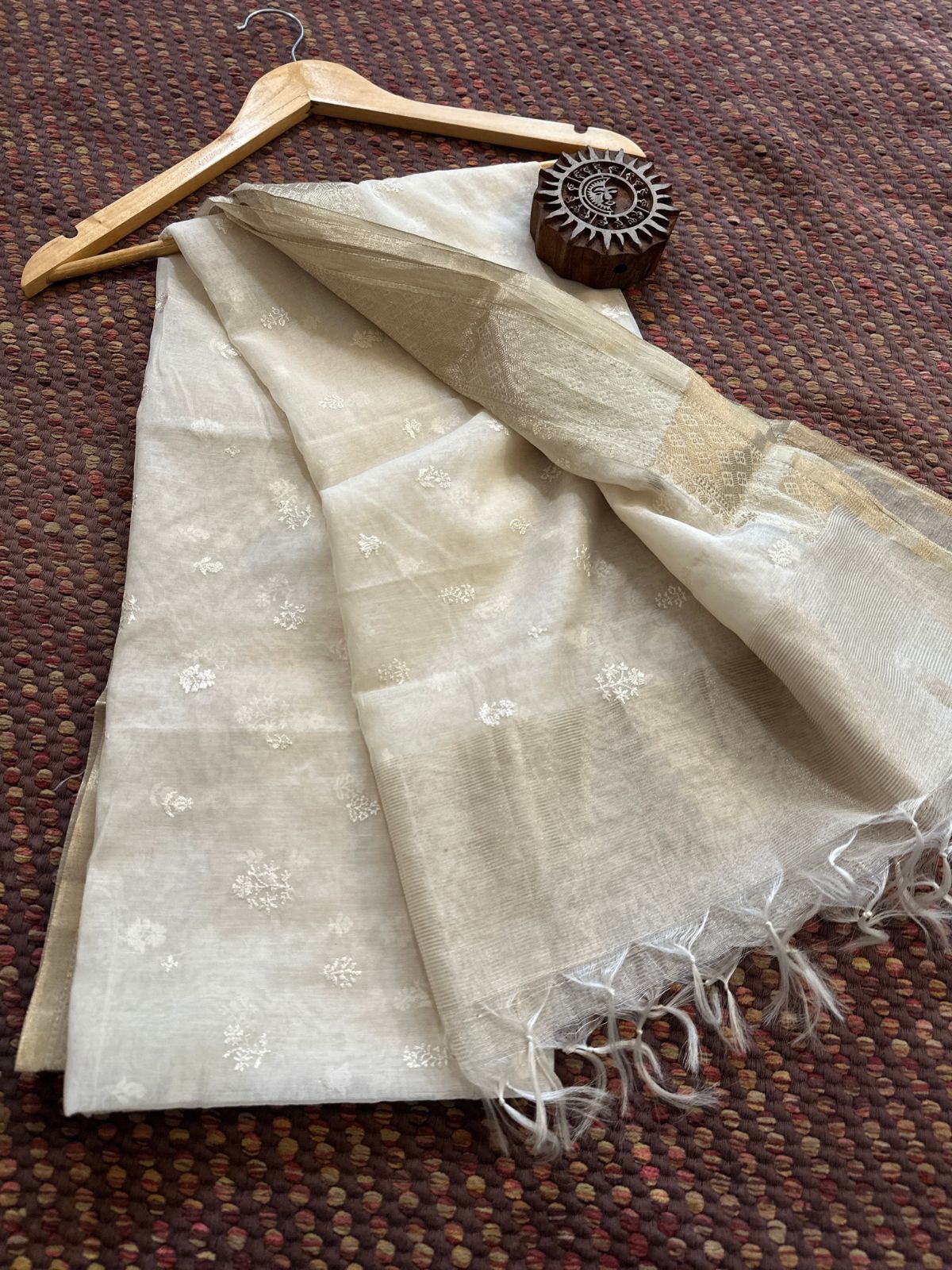 Organza Flower Motif Dupatta