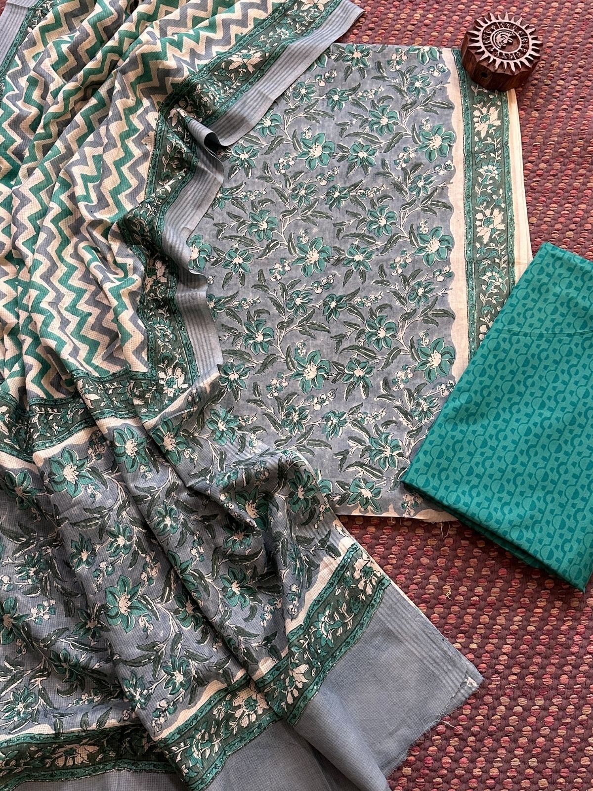 Pure Cotton Unstitched Set with Cotton Dupatta