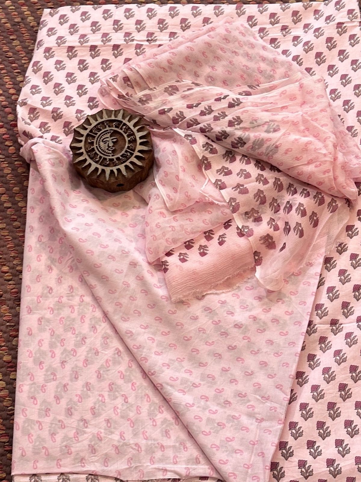 Pure Cotton Unstitched Set with Chiffon Dupatta