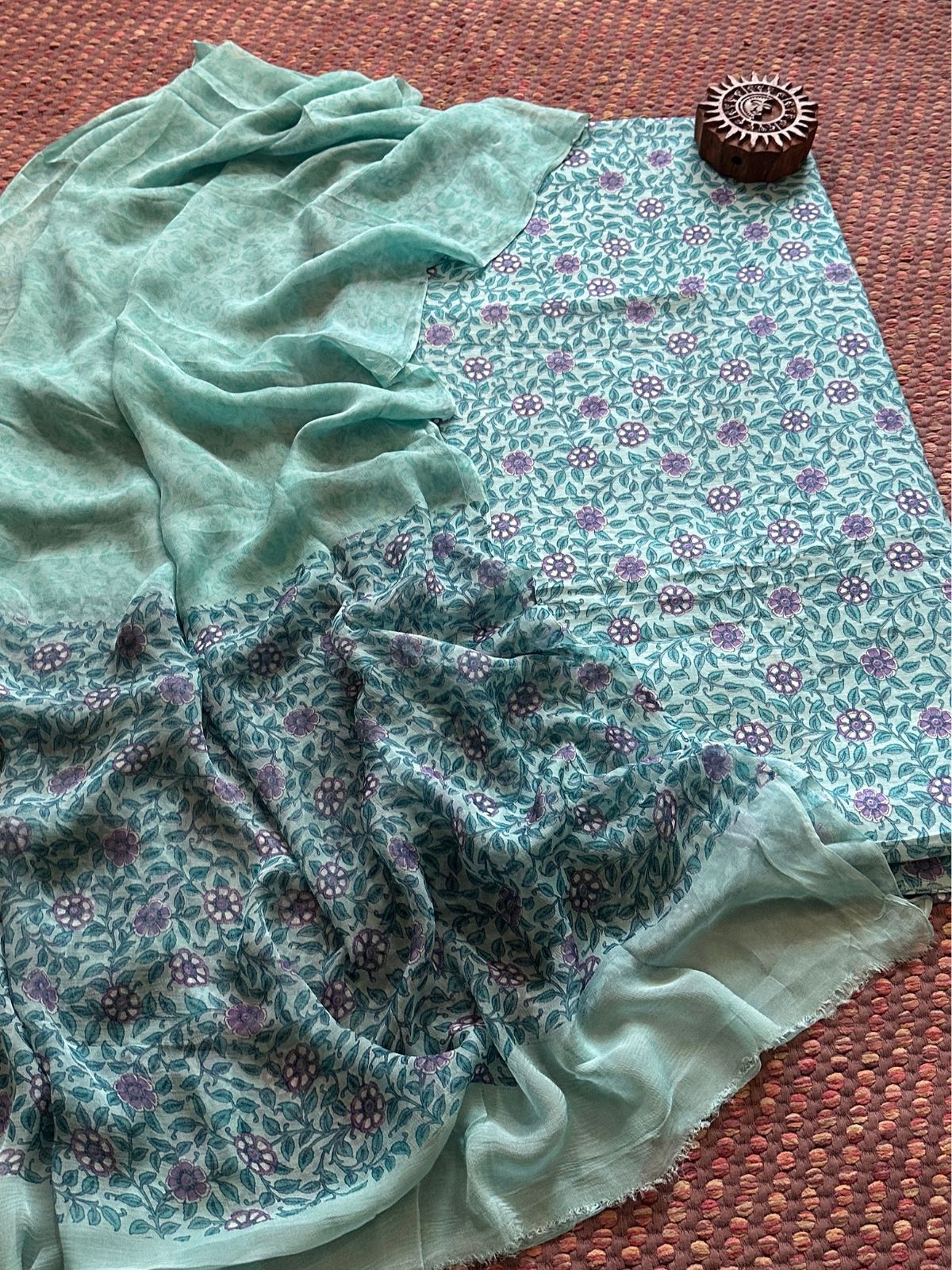Pure Cotton Unstitched Set with Chiffon Dupatta