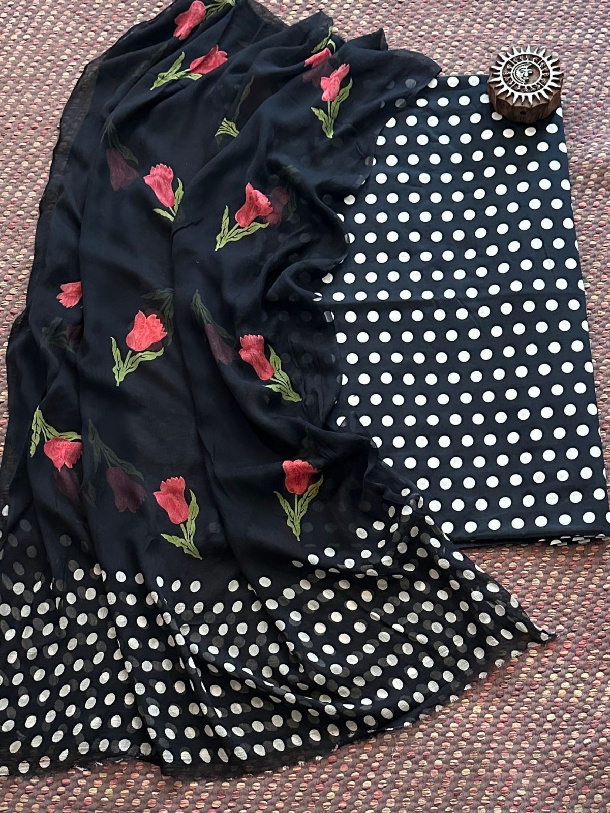 Pure Cotton Unstitched Set with Chiffon Dupatta