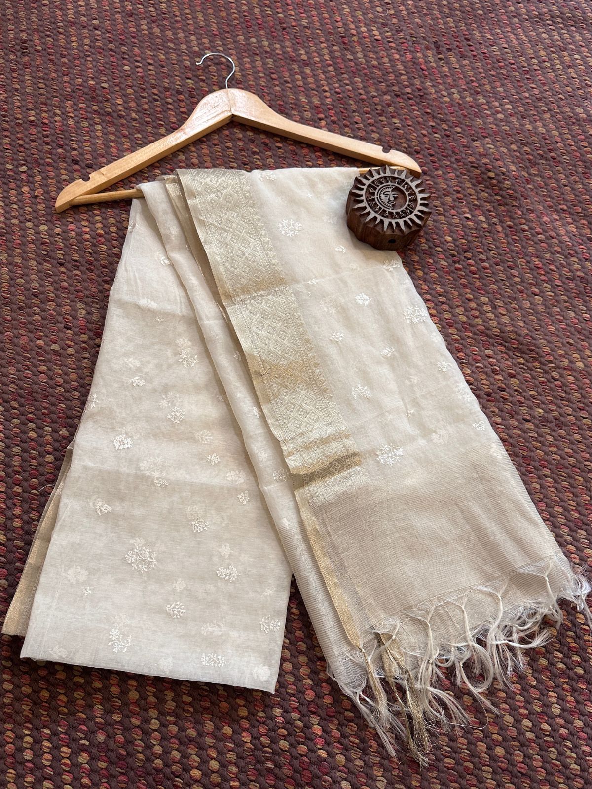 Organza Flower Motif Dupatta