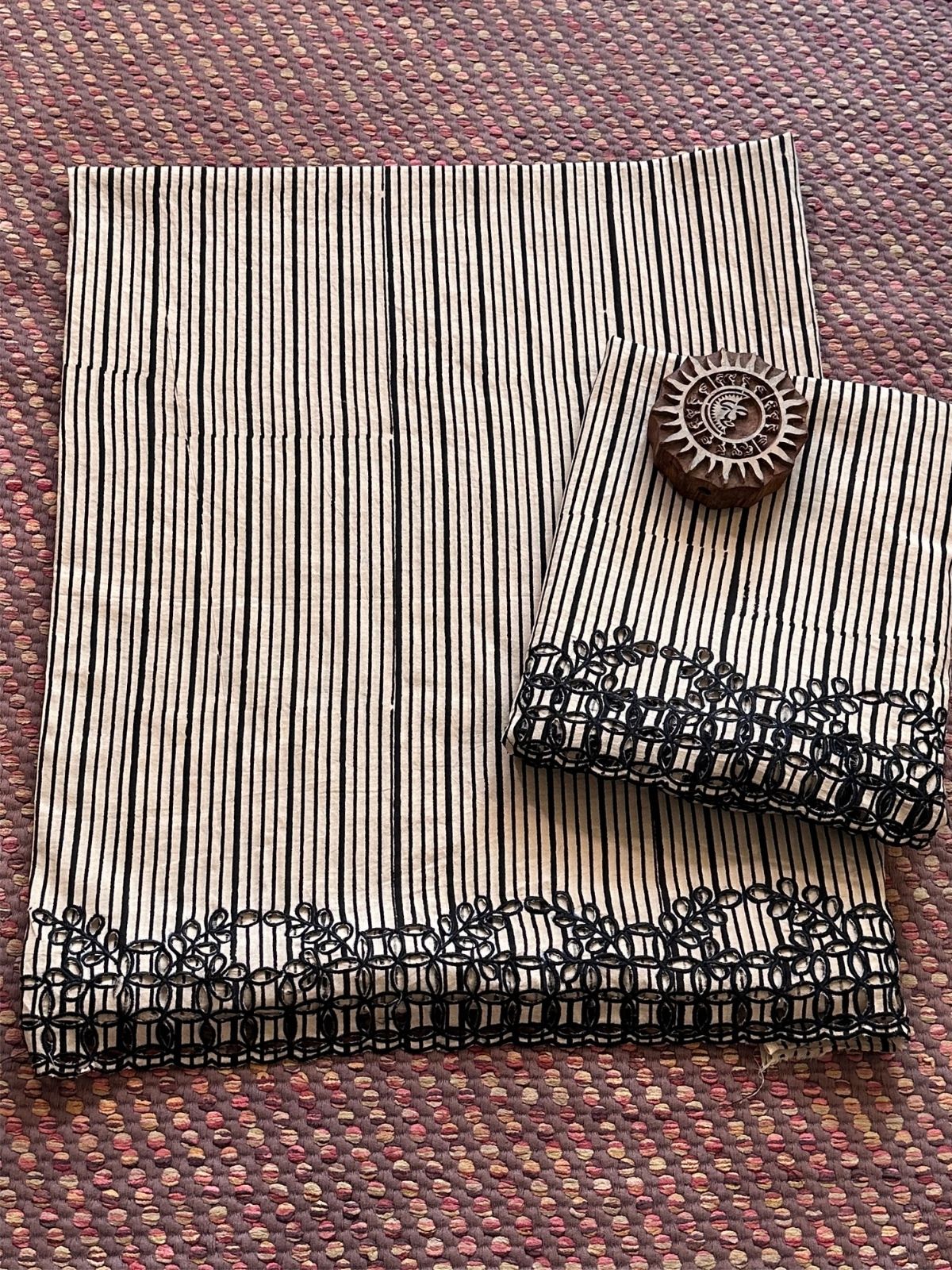 Cutwork Pure Cotton Hand-blocked Coord Set