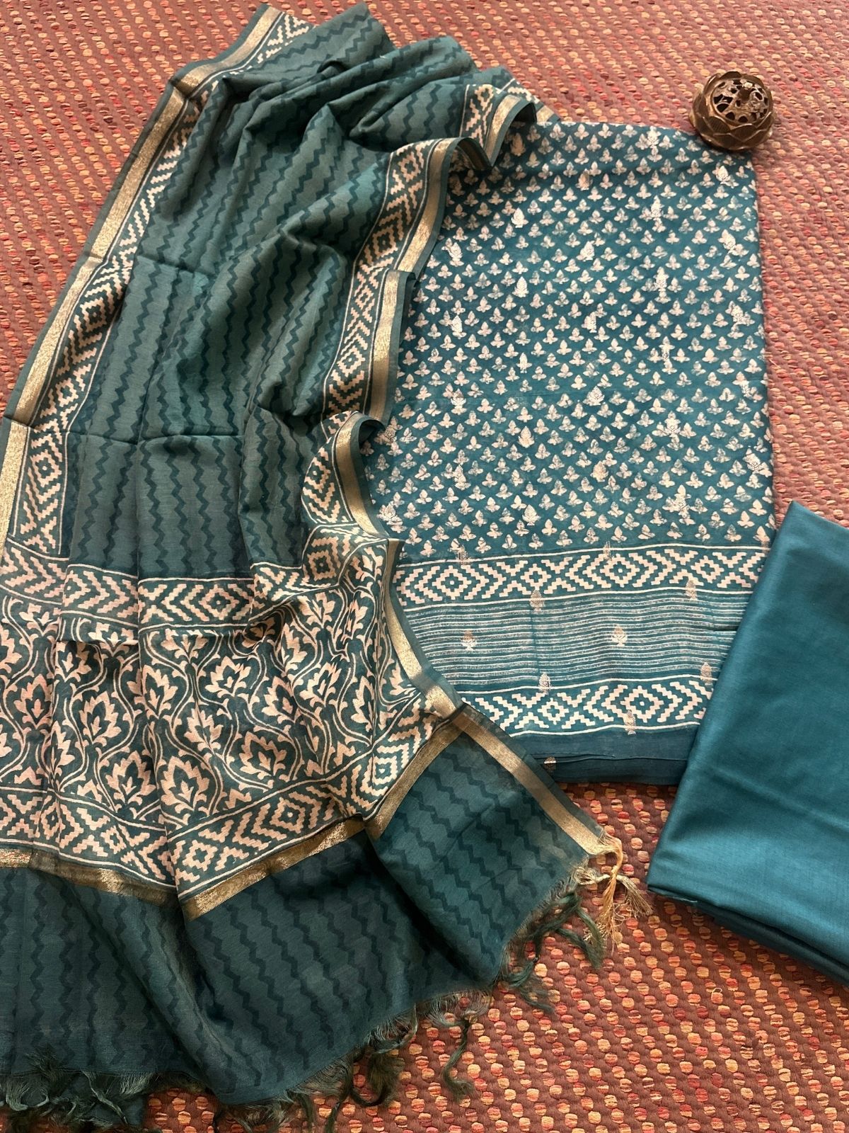 Premium Maheshwari Silk Unstitched Set