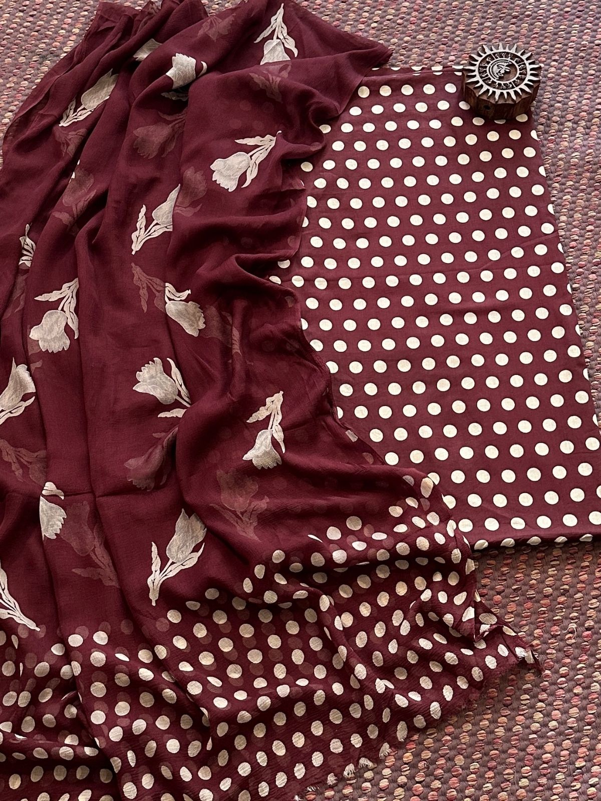 Pure Cotton Unstitched Set with Chiffon Dupatta