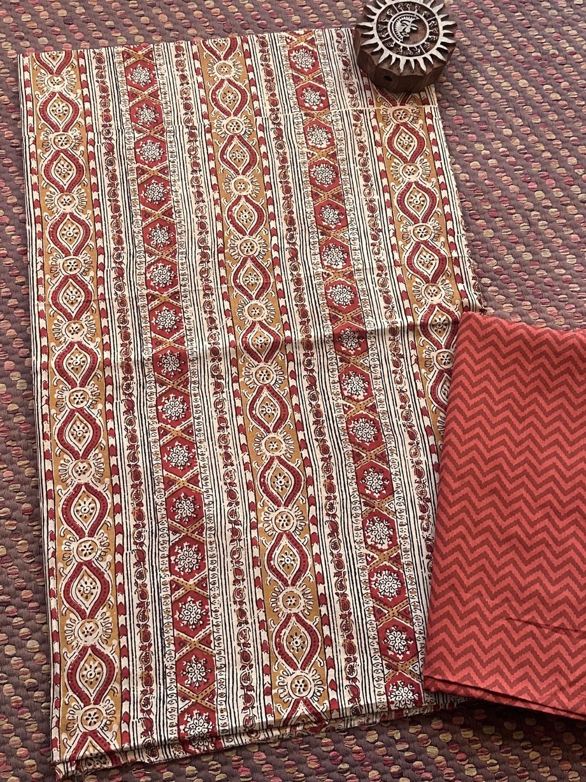 Pure Cotton Handblocked Unstitched Set