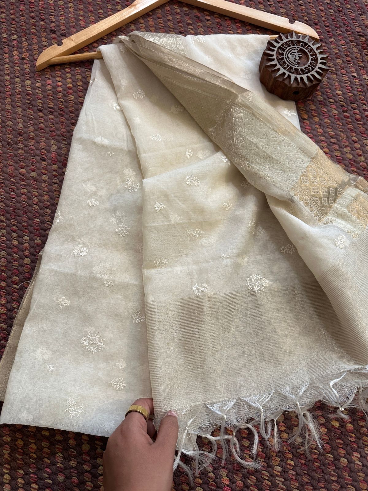 Organza Flower Motif Dupatta