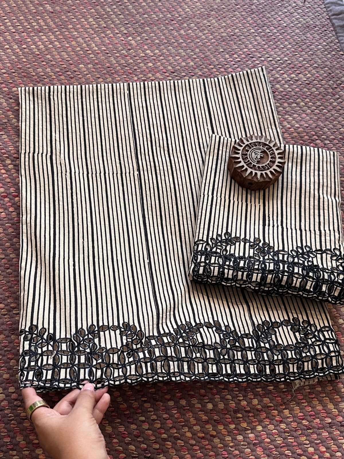 Cutwork Pure Cotton Hand-blocked Coord Set