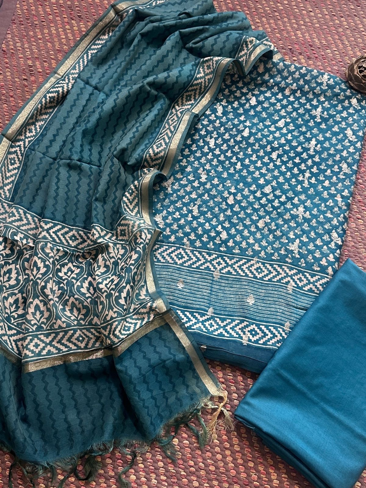 Premium Maheshwari Silk Unstitched Set