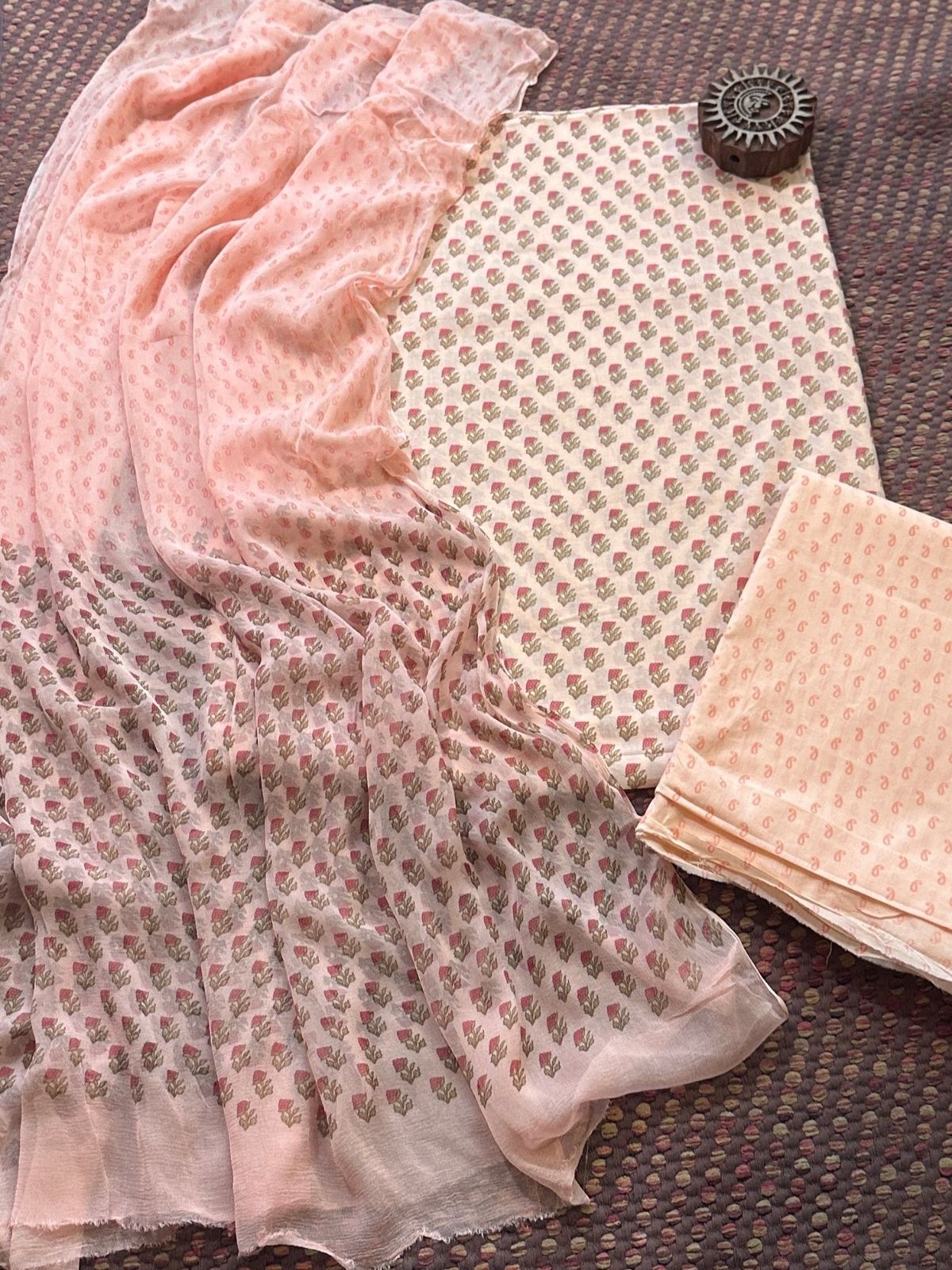 Pure Cotton Unstitched Set with Chiffon Dupatta