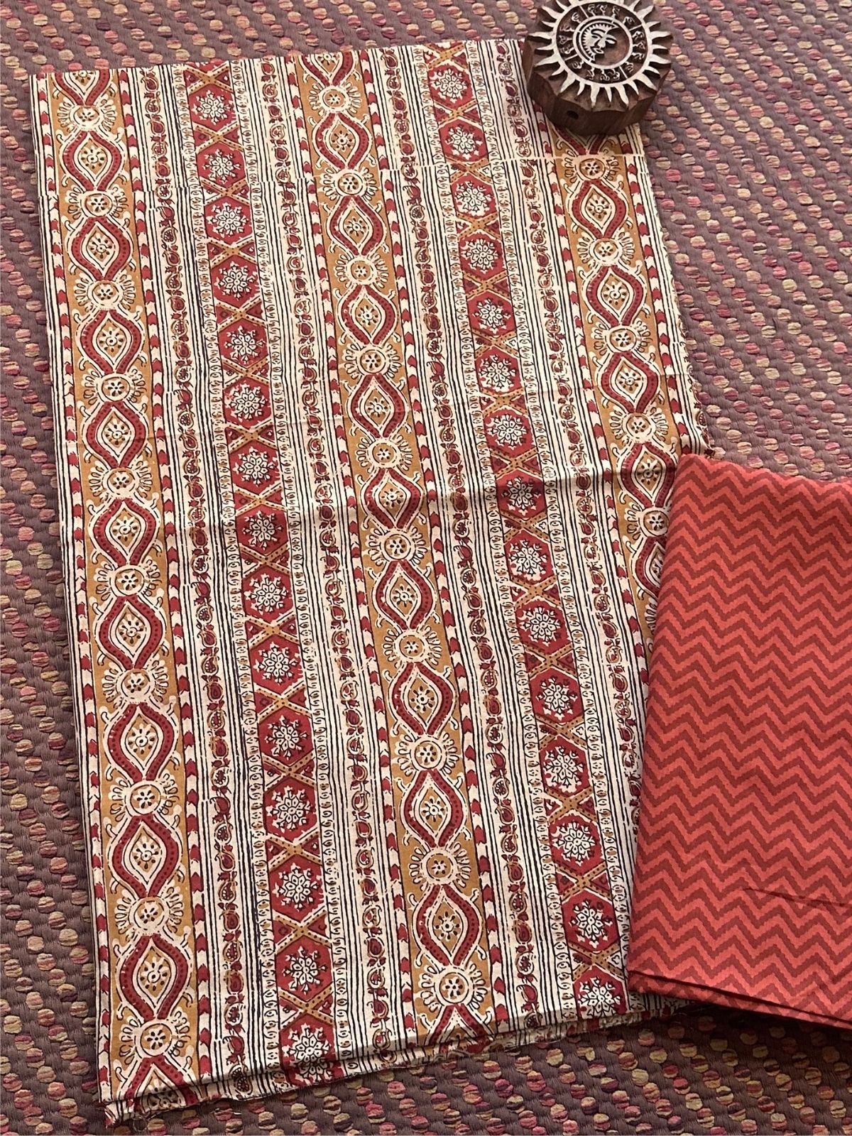 Pure Cotton Handblocked Unstitched Set