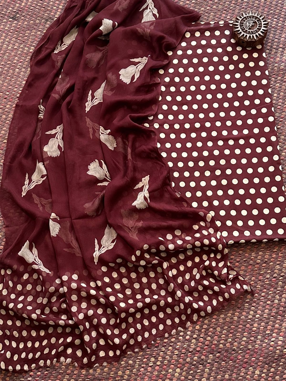 Pure Cotton Unstitched Set with Chiffon Dupatta