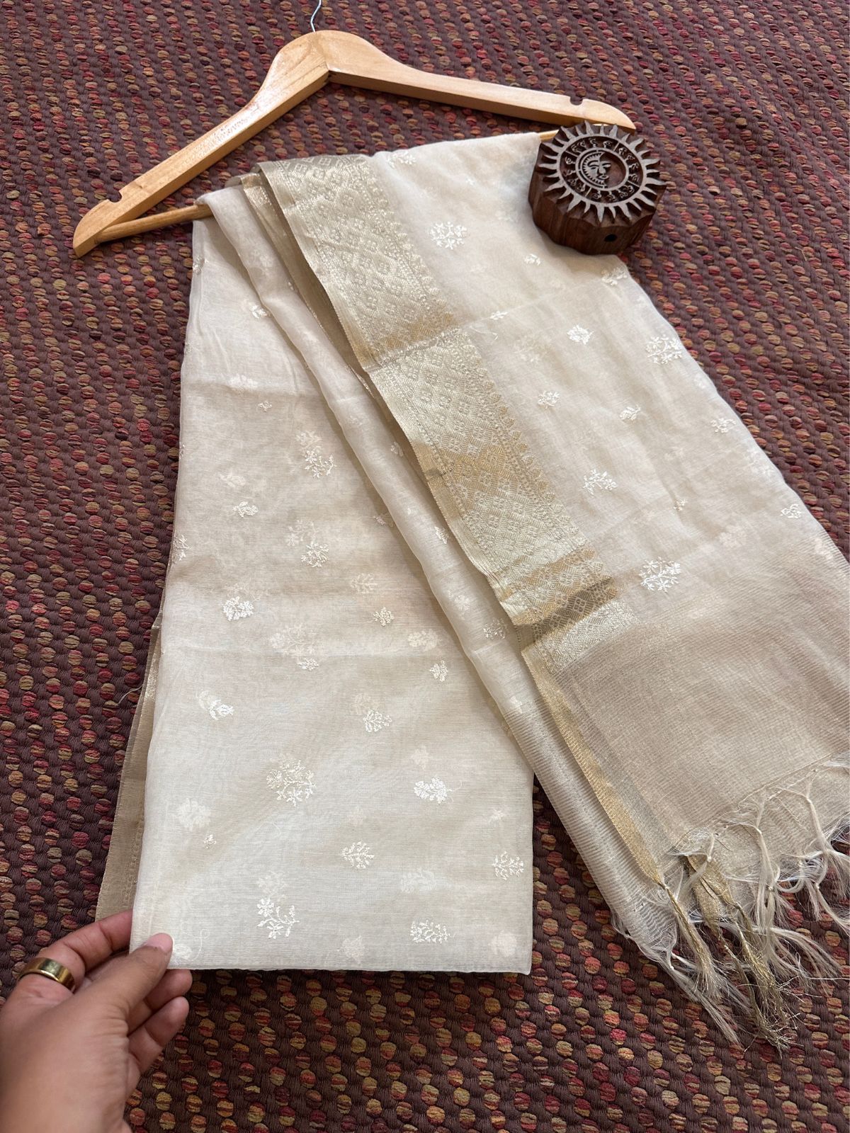 Organza Flower Motif Dupatta