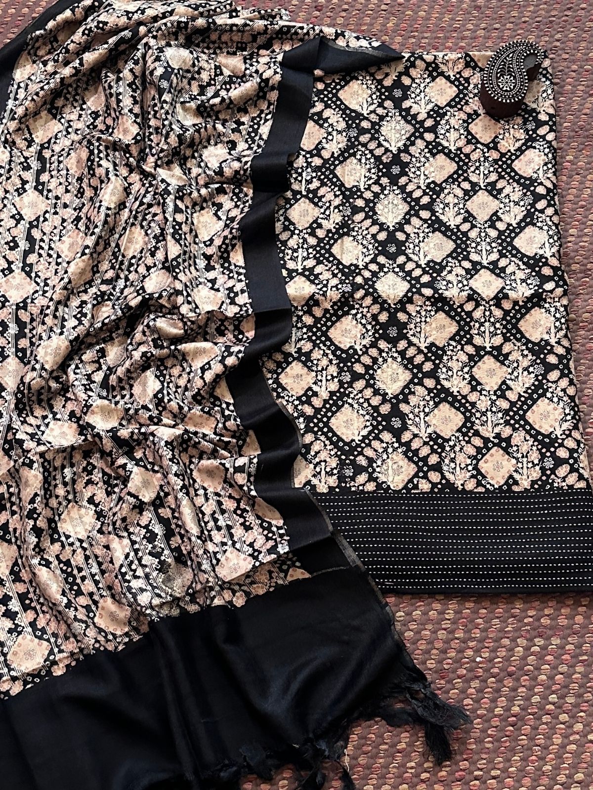 Spun Block Printed Unstitched Set