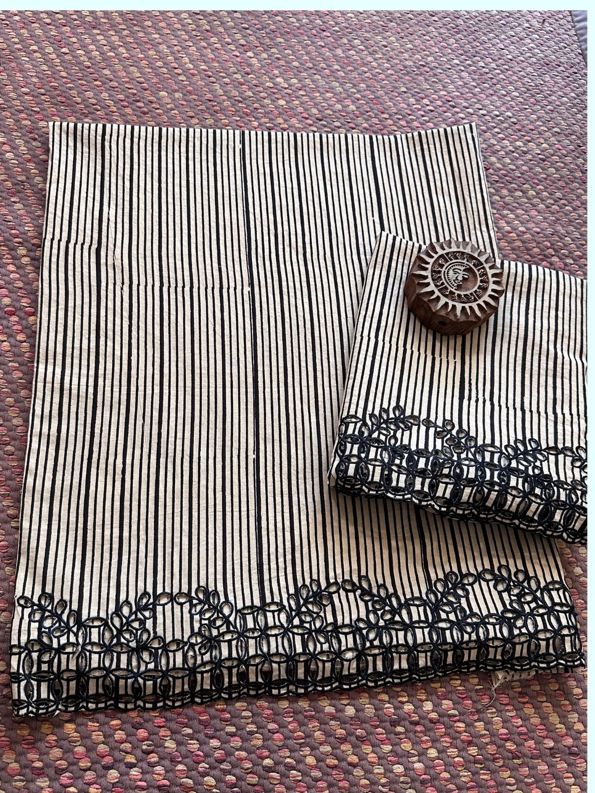 Cutwork Pure Cotton Hand-blocked Coord Set