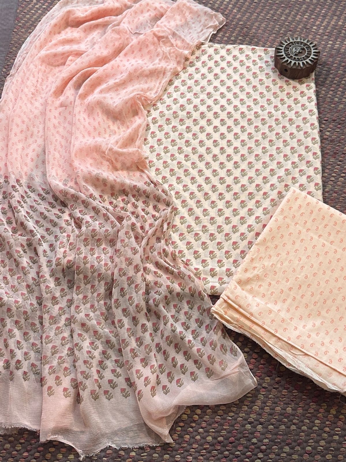Pure Cotton Unstitched Set with Chiffon Dupatta