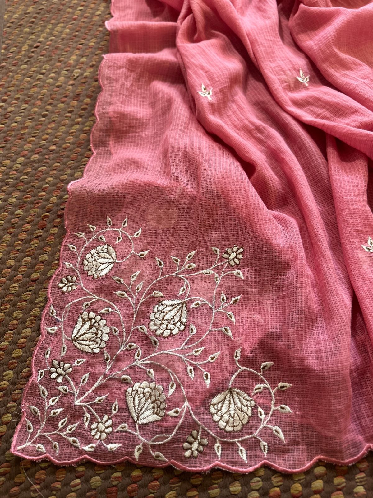 Pure Cotton Handblock Fabric with Embroidered Dupatta