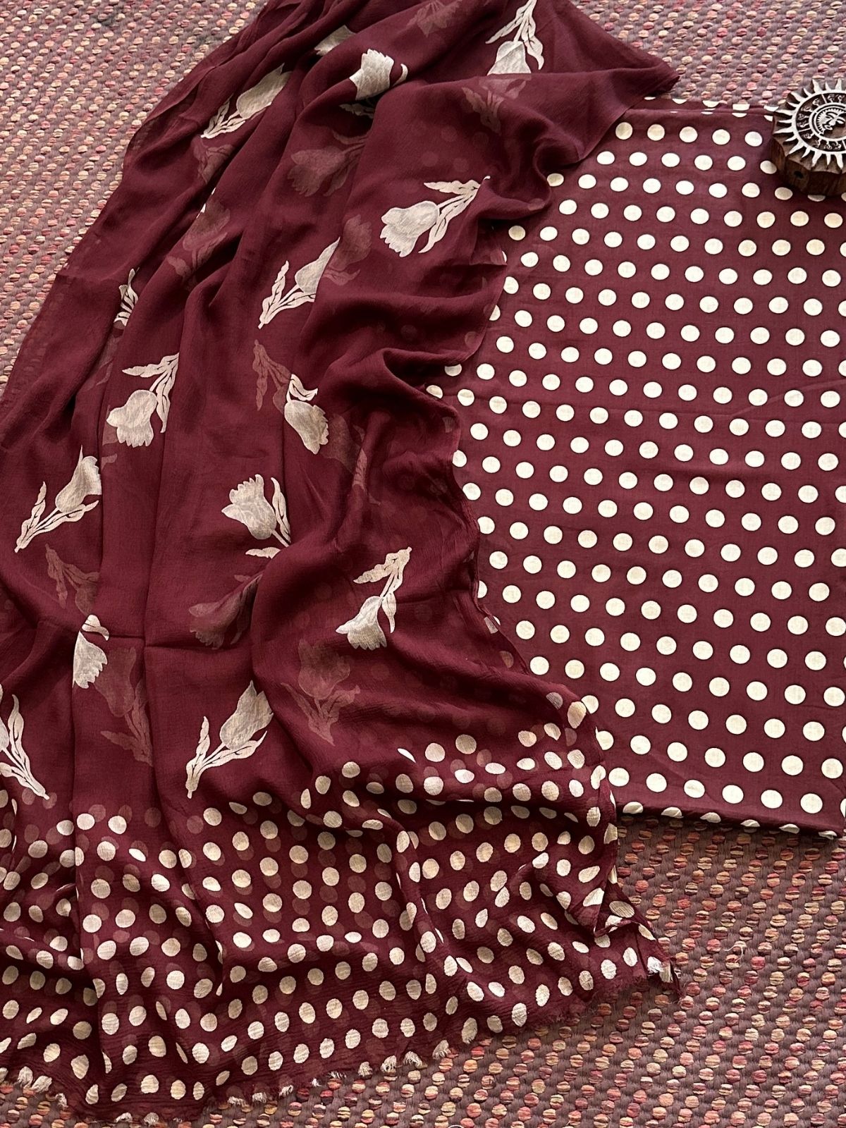 Pure Cotton Unstitched Set with Chiffon Dupatta