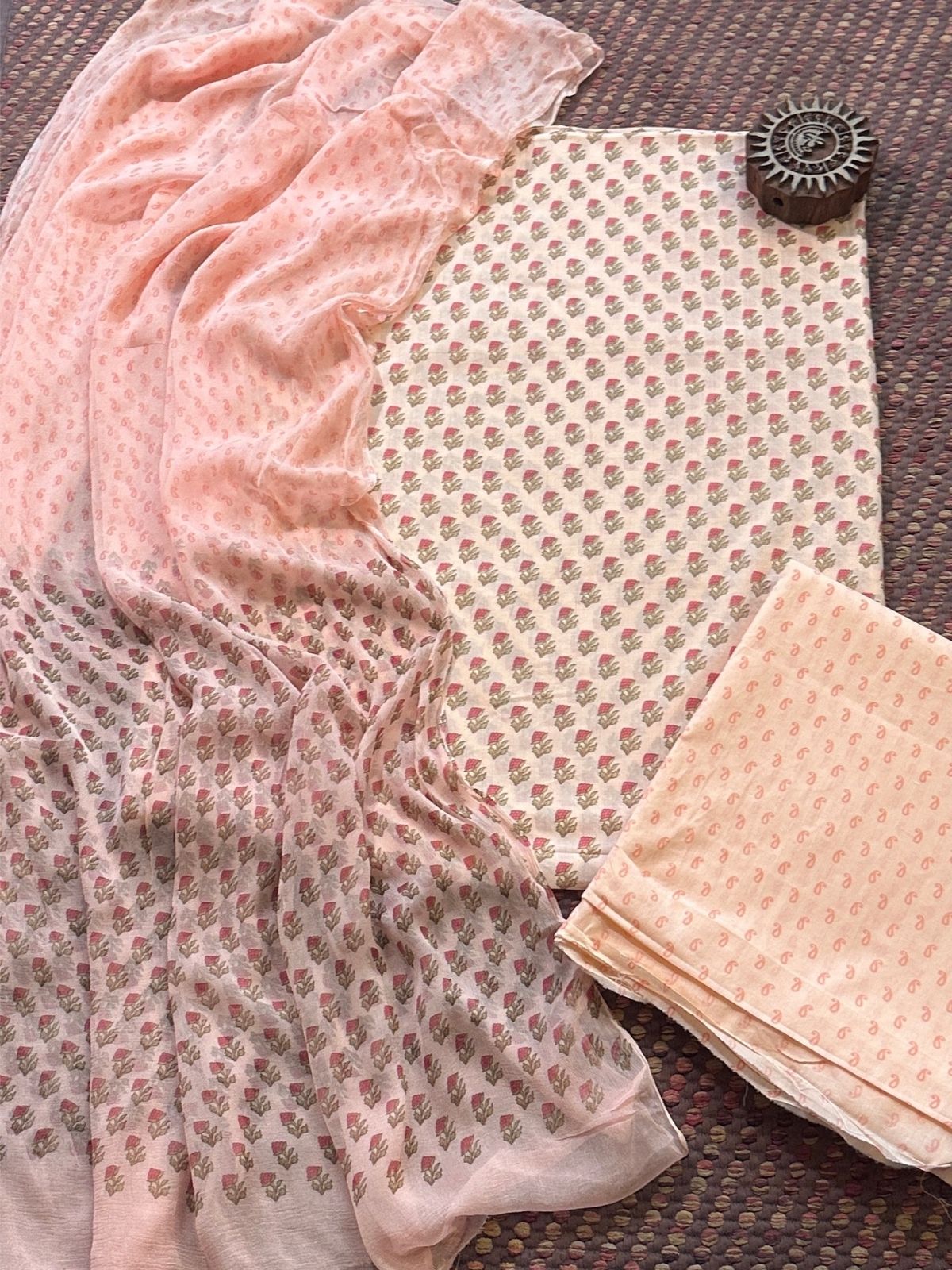 Pure Cotton Unstitched Set with Chiffon Dupatta
