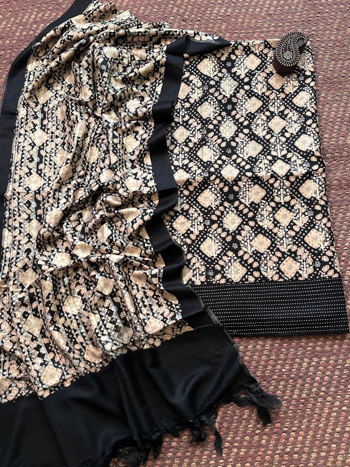 Spun Block Printed Unstitched Set
