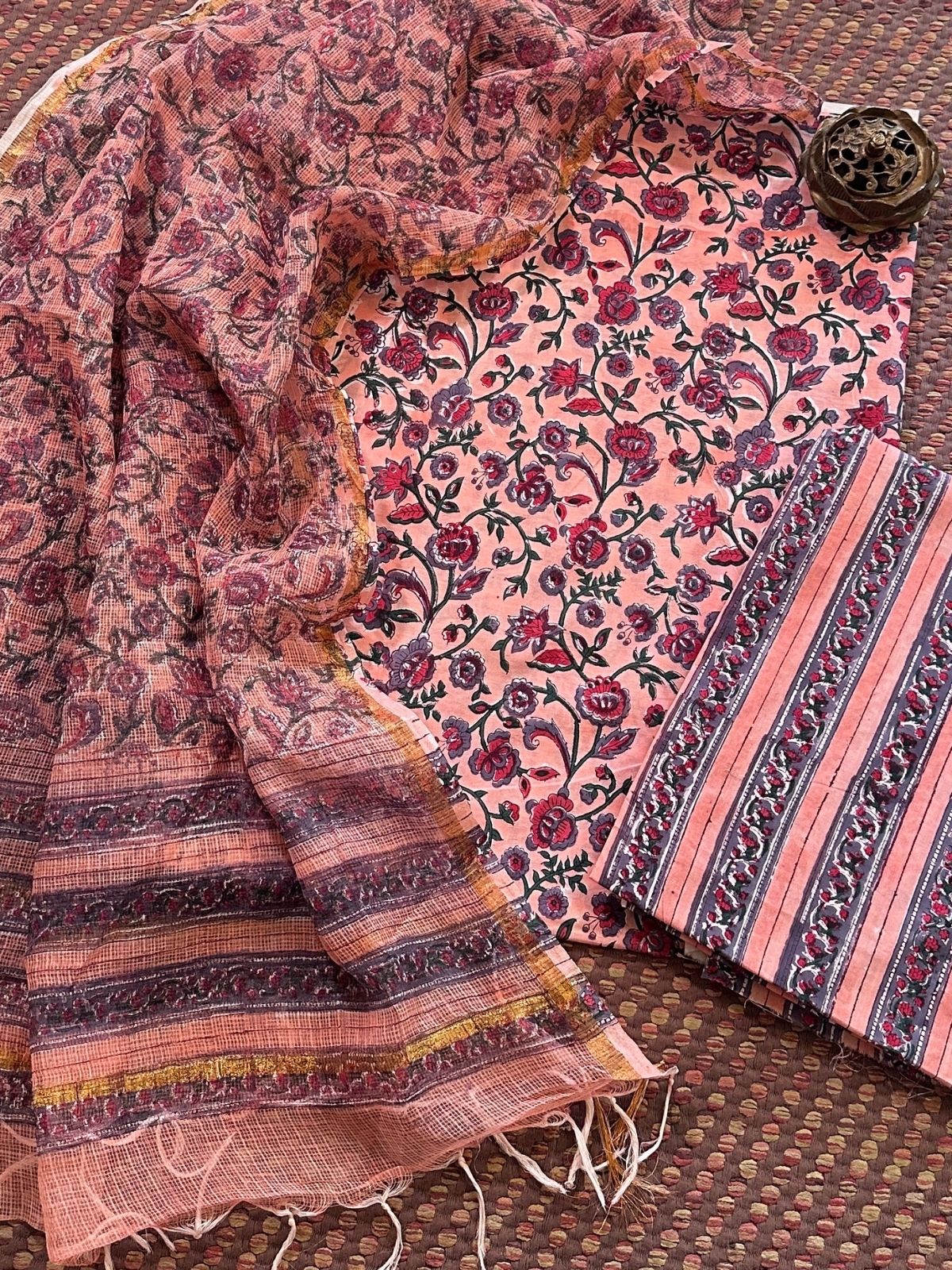 Pure Cotton Hand-Blocked Unstitched Set