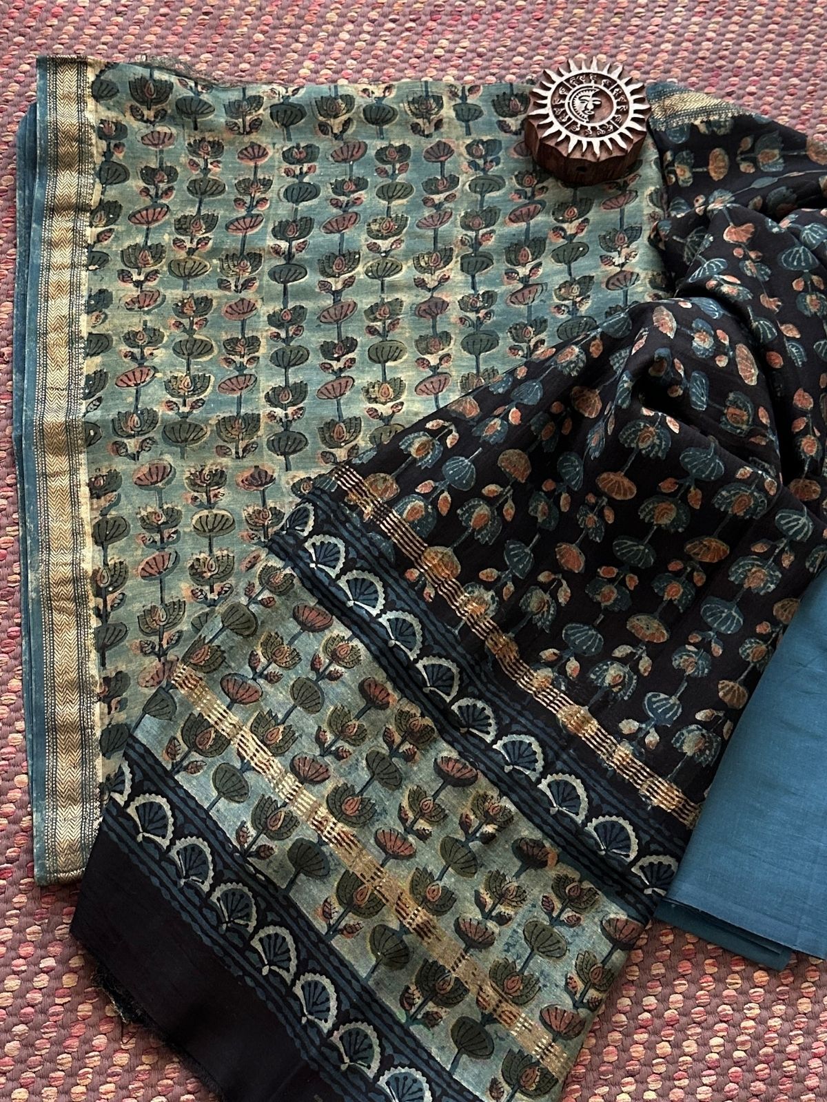 Vegetable Dyed Maheshwari Silk Unstitched Set