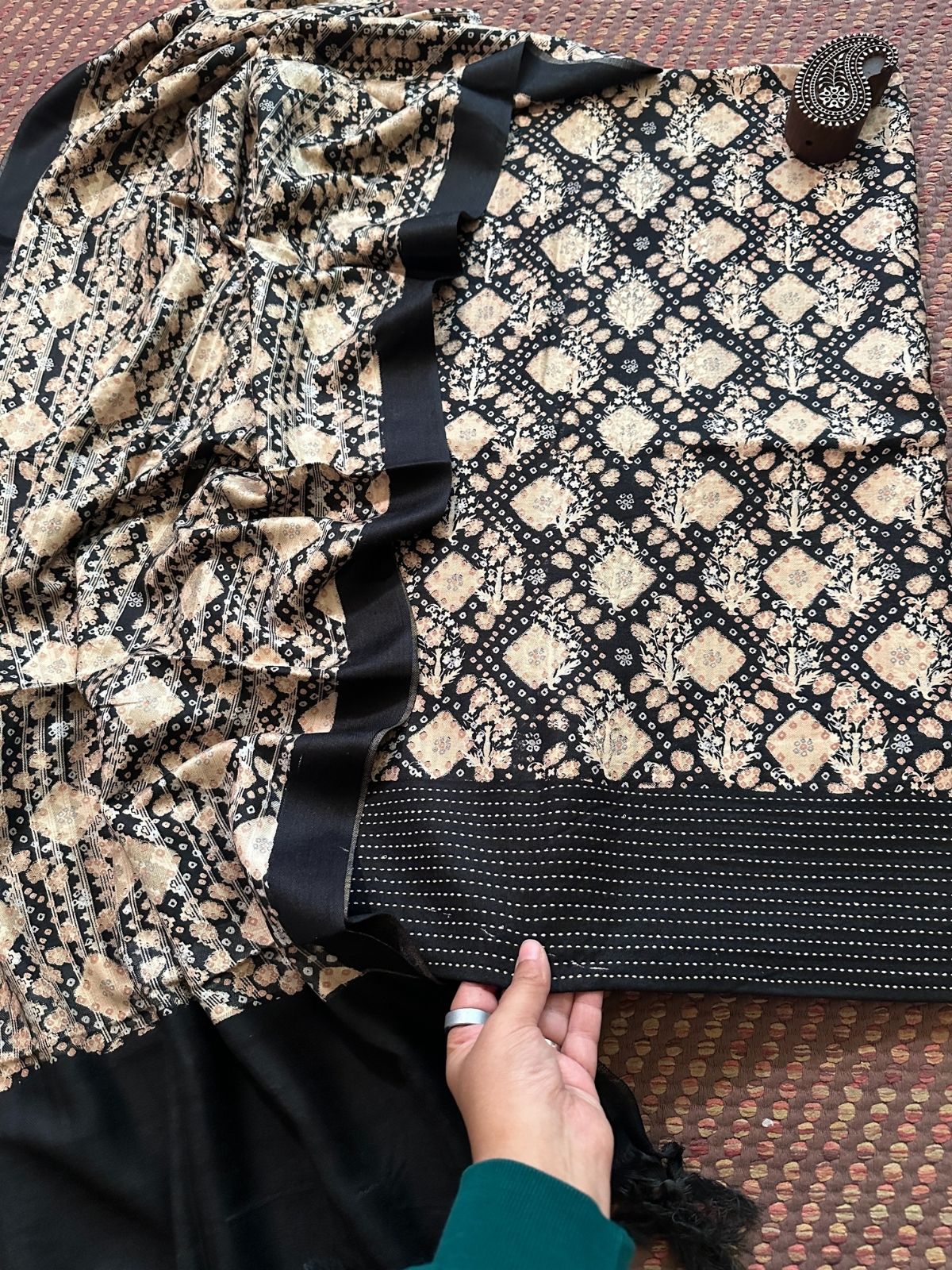 Spun Block Printed Unstitched Set