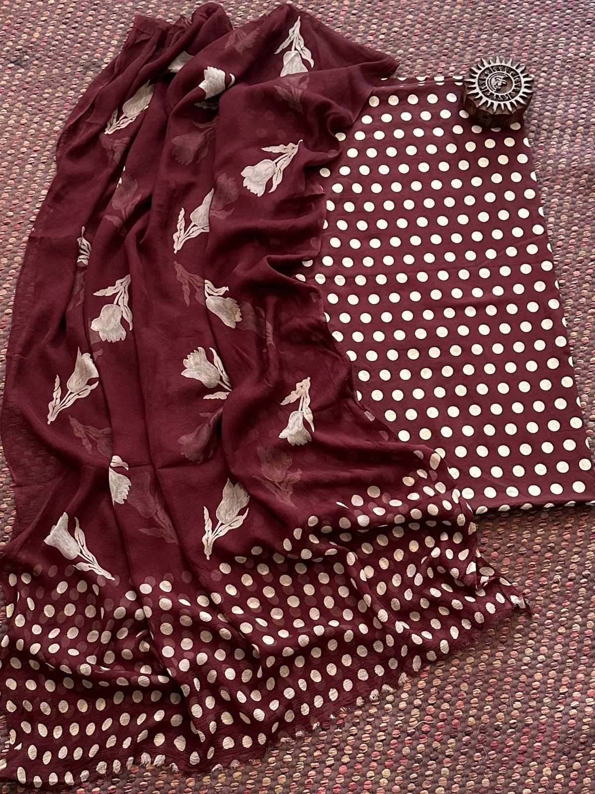 Pure Cotton Unstitched Set with Chiffon Dupatta