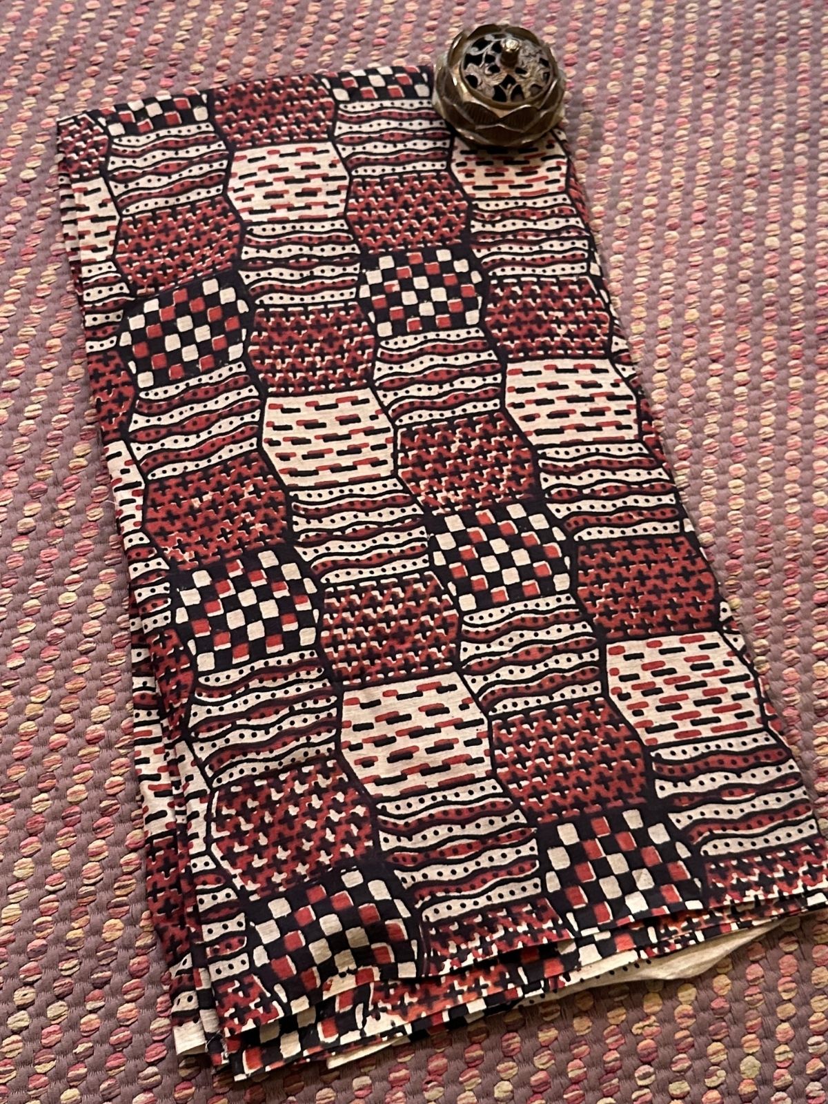 Pure Cotton Mulmul Handblocked Ajrakh Fabric