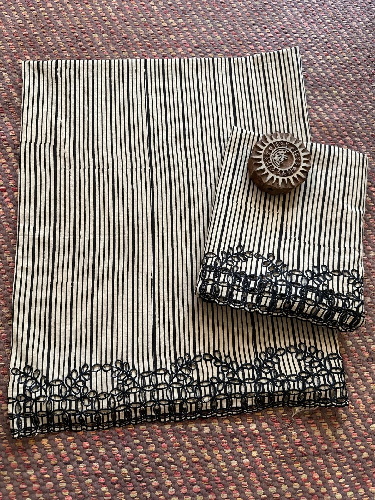 Cutwork Pure Cotton Hand-blocked Coord Set