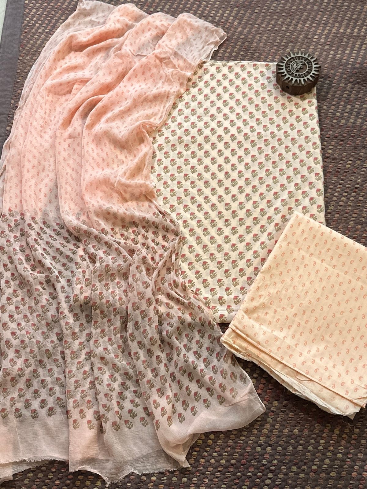 Pure Cotton Unstitched Set with Chiffon Dupatta
