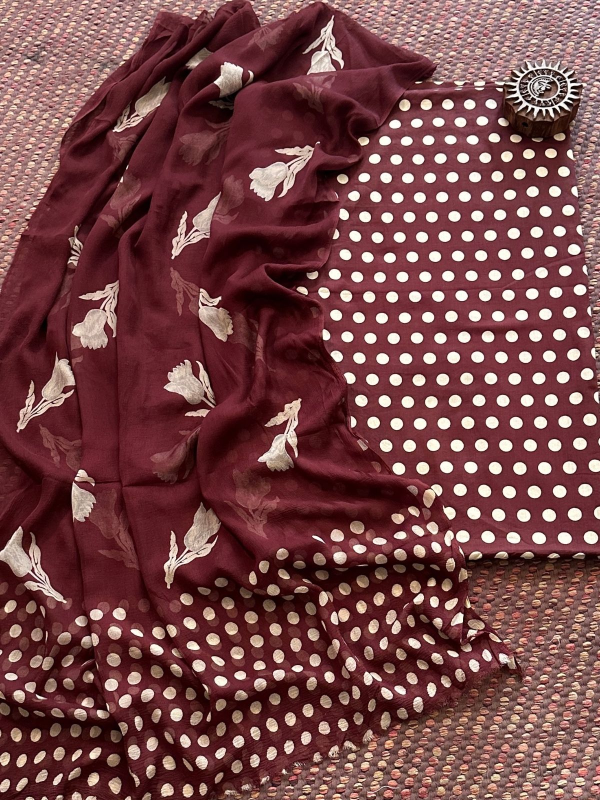Pure Cotton Unstitched Set with Chiffon Dupatta