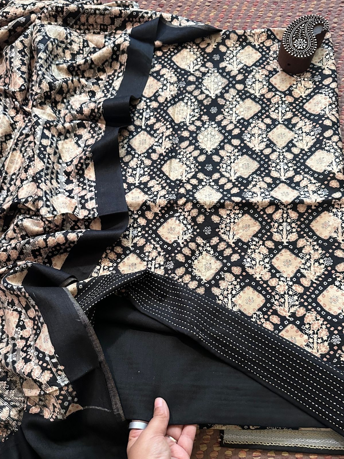 Spun Block Printed Unstitched Set