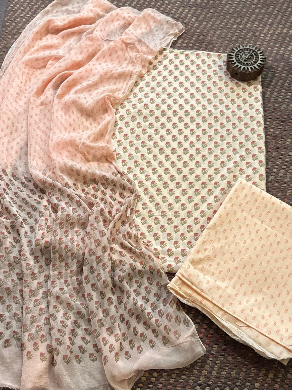 Pure Cotton Unstitched Set with Chiffon Dupatta