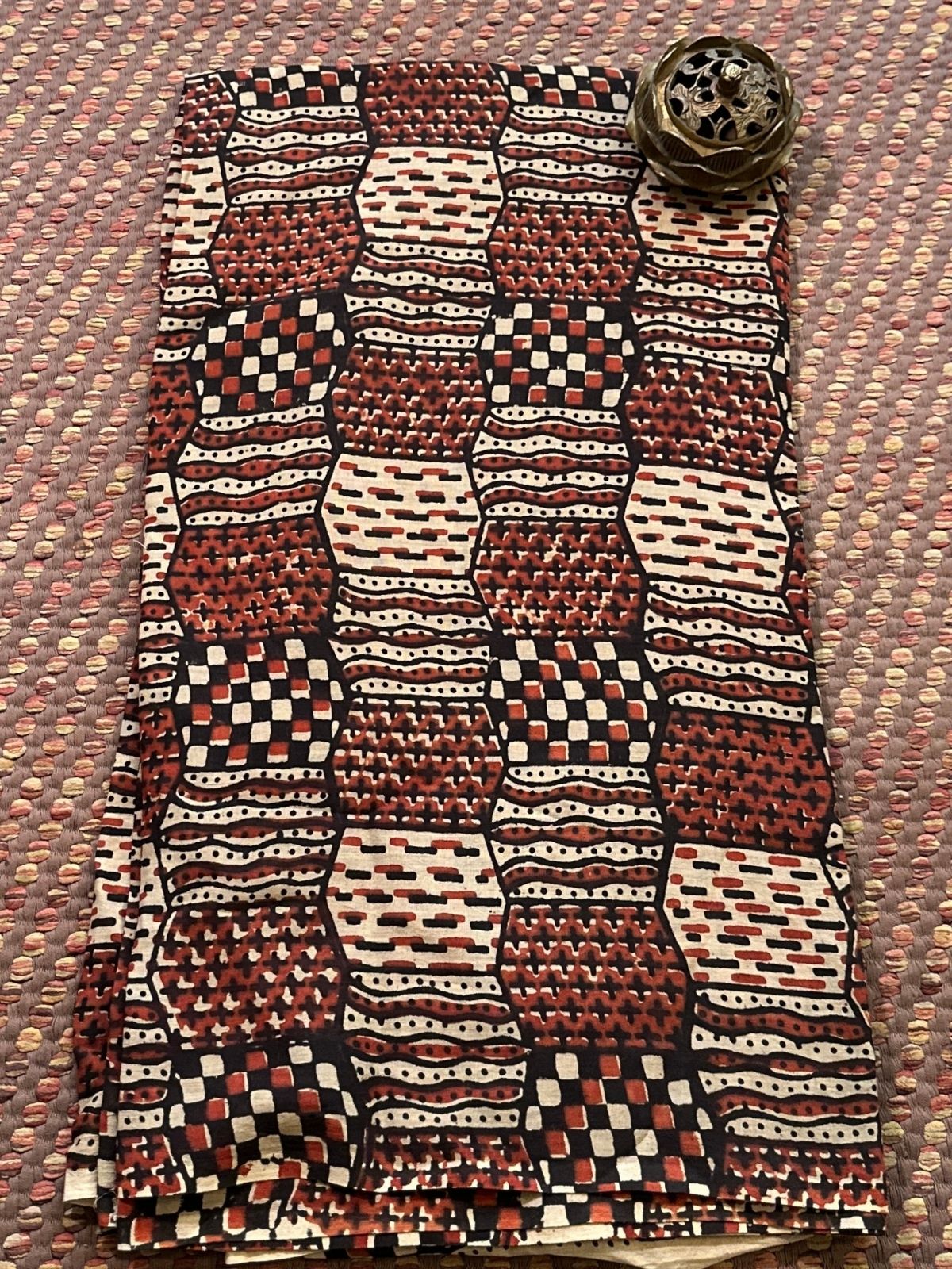 Pure Cotton Mulmul Handblocked Ajrakh Fabric