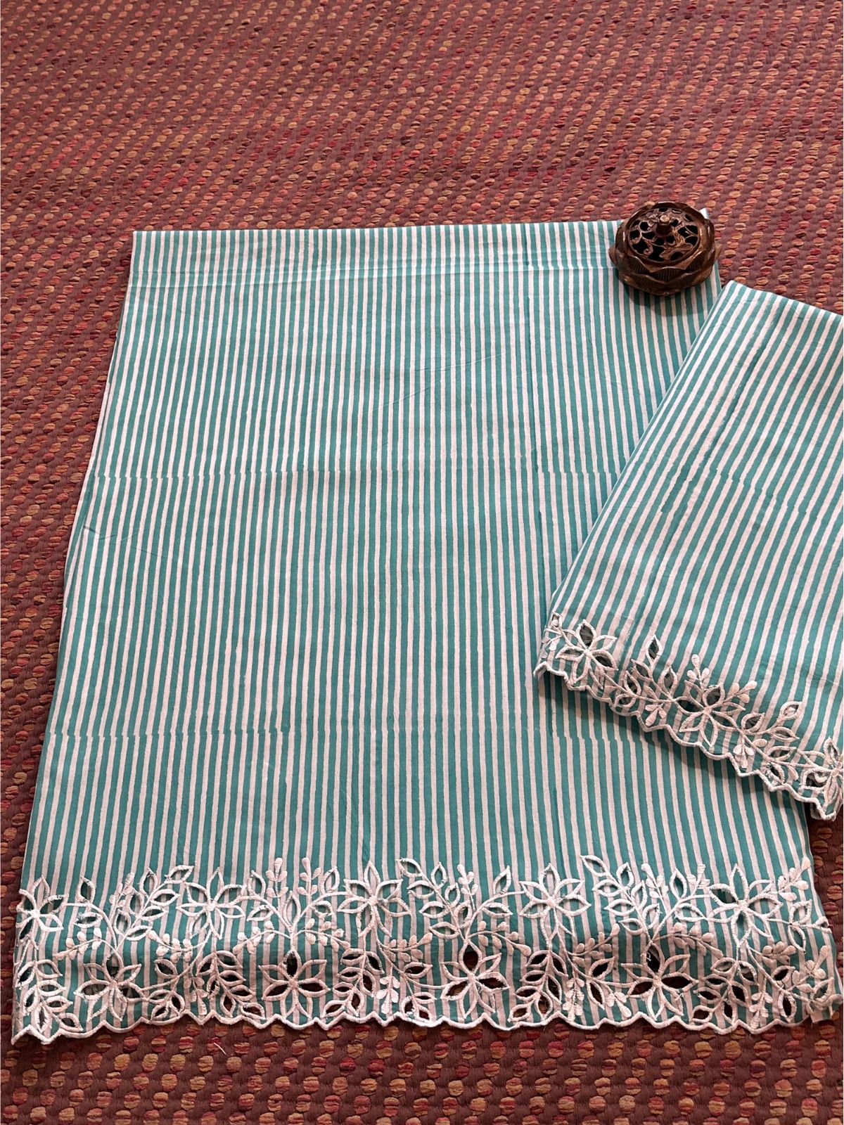 Cutwork Pure Cotton Hand-blocked Coord Set