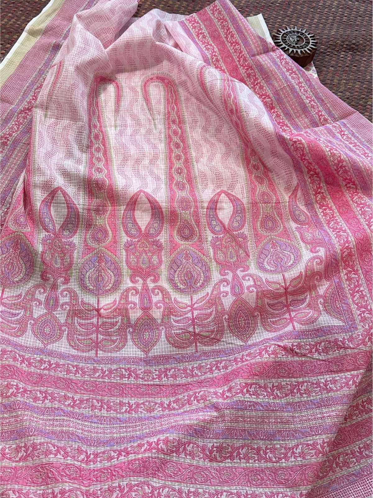 Pure Cotton Unstitched Set with Kota Dupatta