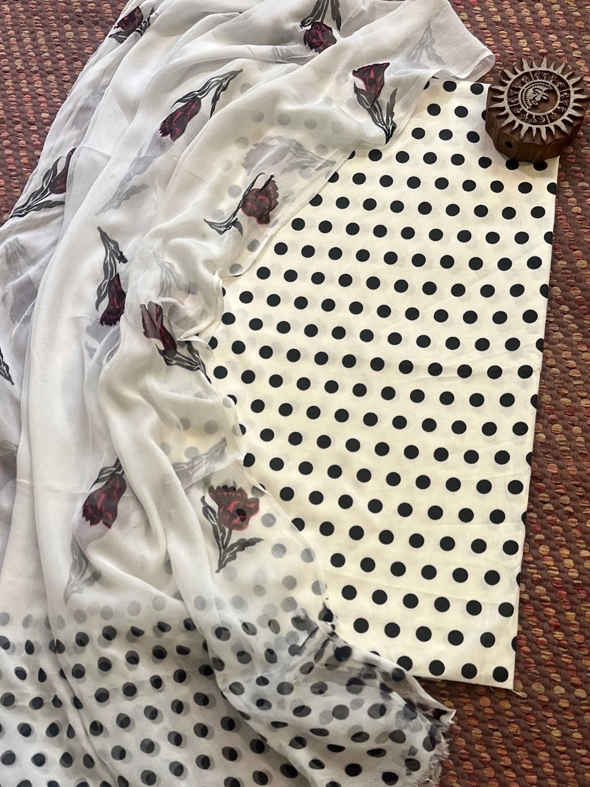 Pure Cotton Unstitched Set with Chiffon Dupatta