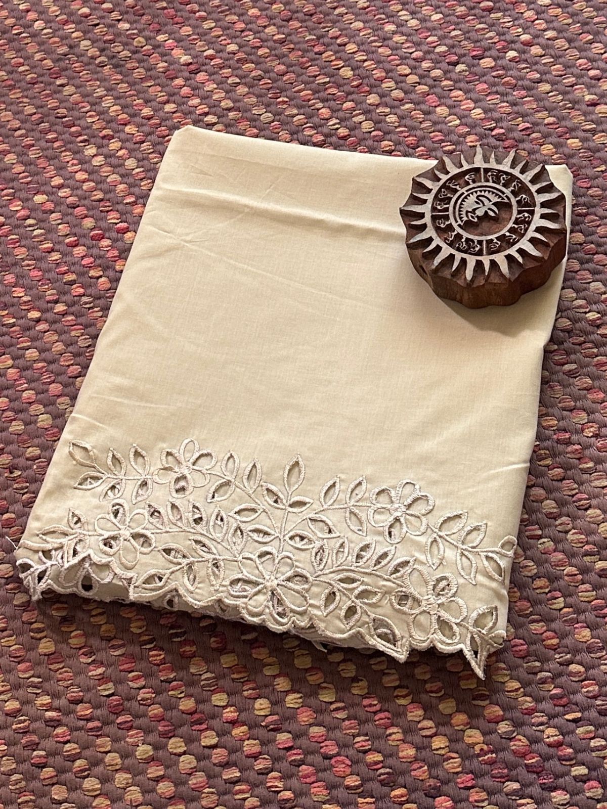 Bottom Wear Cutwork fabric- Beige